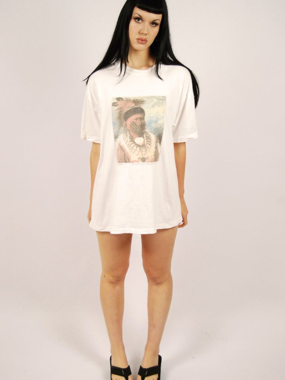 90s George Catlin T-Shirt (XL) white vintage mens Native American tribe street